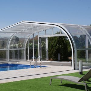 Abri de piscine télescopique blanc